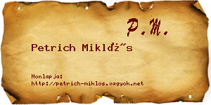 Petrich Miklós névjegykártya