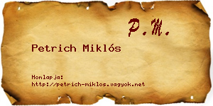 Petrich Miklós névjegykártya